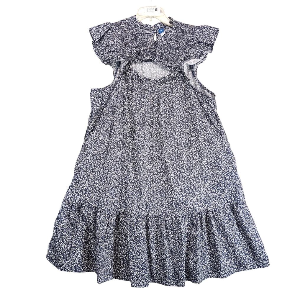 Old Navy Ditsy Floral Tiered Dress XL Smocked Cutout Front Flutter Sleeve Knee-L